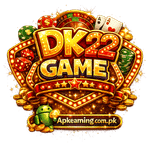 DK22 Game banner with three characters, three mobile phones, and fun win thrill text free download in Pakistan.