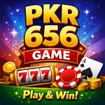 PKR 656 Game banner with red background, bold title, free download, latest version, top trending in Pakistan, and digital gaming elements.