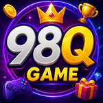 98Q Game logo with gaming icons and colorful neon design.