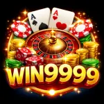 9999Win Game APK banner showing Teen Patti, slot games, and mobile card gaming interface for Android users in Pakistan.